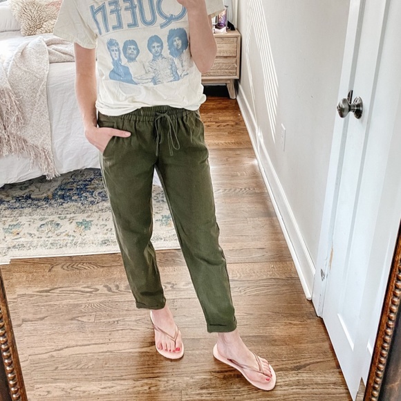 J Crew Linen Drawstring Pants Flash 